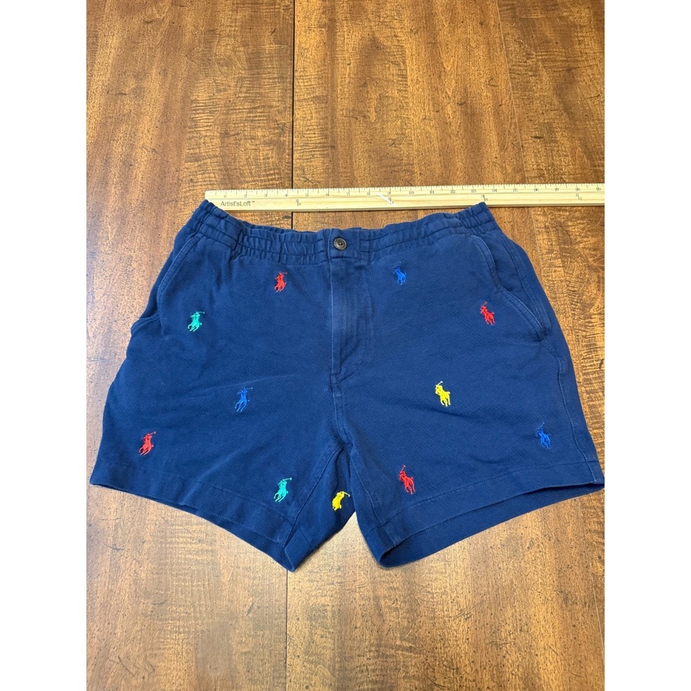 Polo Ralph Lauren Boys S Navy Multicolor Pony Embroidered Chino Shorts